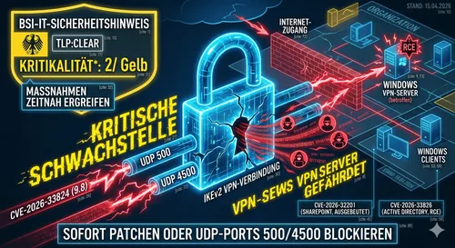 Kritische IKE-Schwachstelle bedroht Windows VPN-Server: BSI warnt nach April-Patchday